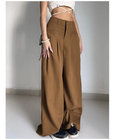 Shirring Casual Wide Leg Pants Women High Waist Street Basic Loose Sweat Trousers Korean Retro Gray Office Y2K Lady Pants $37...