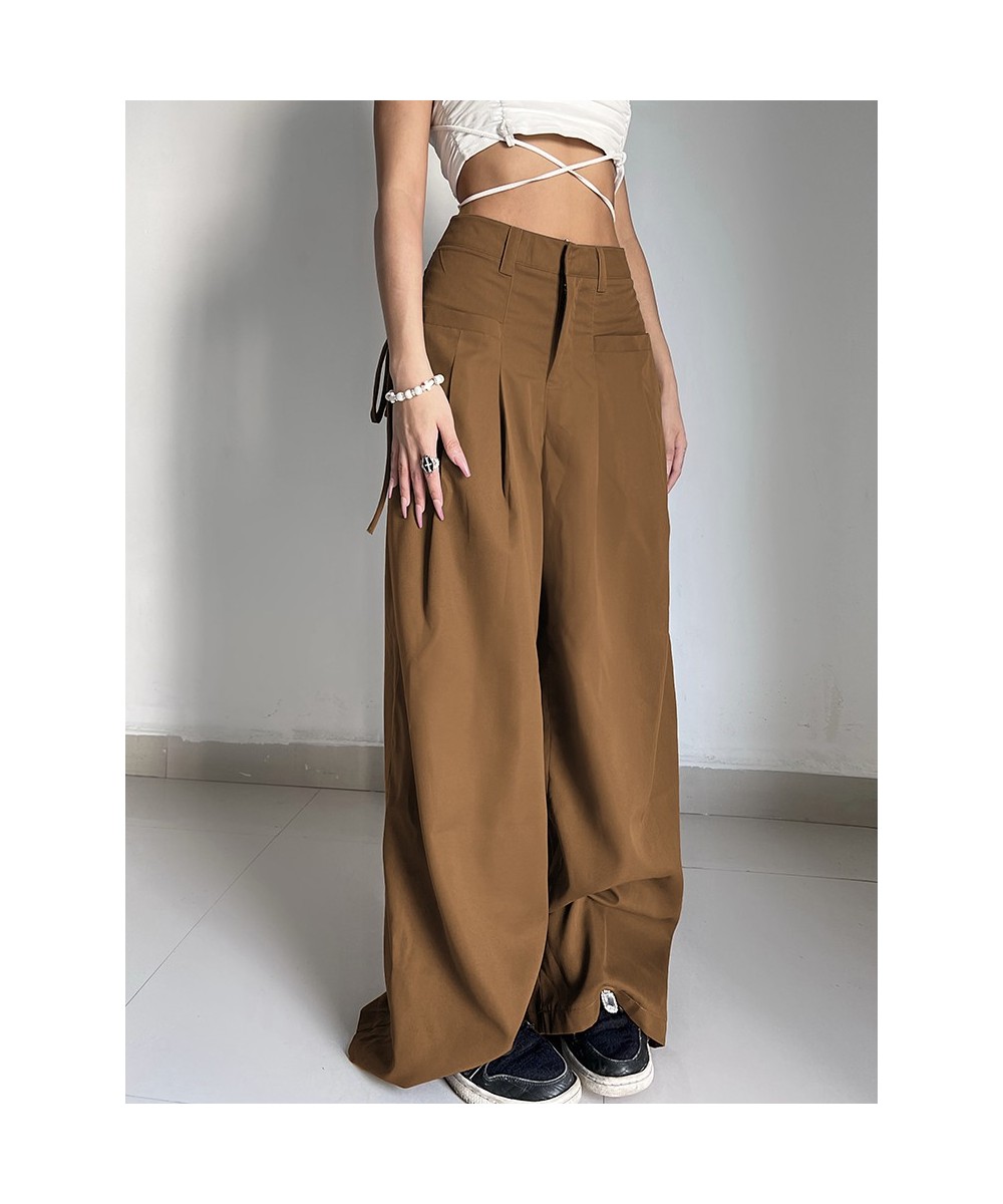 Shirring Casual Wide Leg Pants Women High Waist Street Basic Loose Sweat Trousers Korean Retro Gray Office Y2K Lady Pants $37...