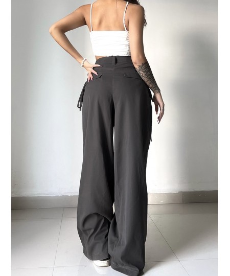 Shirring Casual Wide Leg Pants Women High Waist Street Basic Loose Sweat Trousers Korean Retro Gray Office Y2K Lady Pants $37...