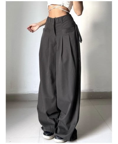 Shirring Casual Wide Leg Pants Women High Waist Street Basic Loose Sweat Trousers Korean Retro Gray Office Y2K Lady Pants $37...