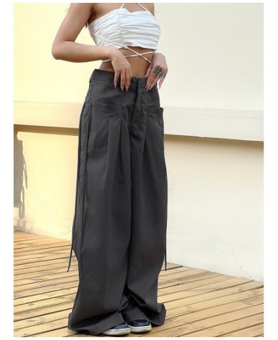 Shirring Casual Wide Leg Pants Women High Waist Street Basic Loose Sweat Trousers Korean Retro Gray Office Y2K Lady Pants $37...