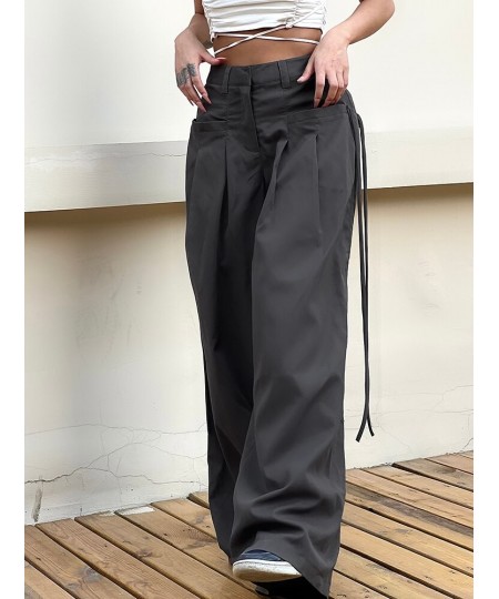 Shirring Casual Wide Leg Pants Women High Waist Street Basic Loose Sweat Trousers Korean Retro Gray Office Y2K Lady Pants $37...