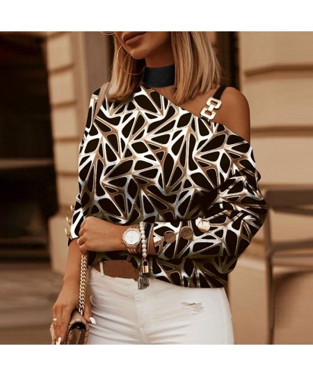 Spring Autumn Sexy Off Shoulder Shirt Pullover Women Fashion Printing Bat Sleeve Halter Blouses Office Ladies Casual Button $...