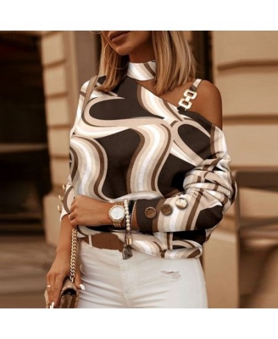 Spring Autumn Sexy Off Shoulder Shirt Pullover Women Fashion Printing Bat Sleeve Halter Blouses Office Ladies Casual Button $...