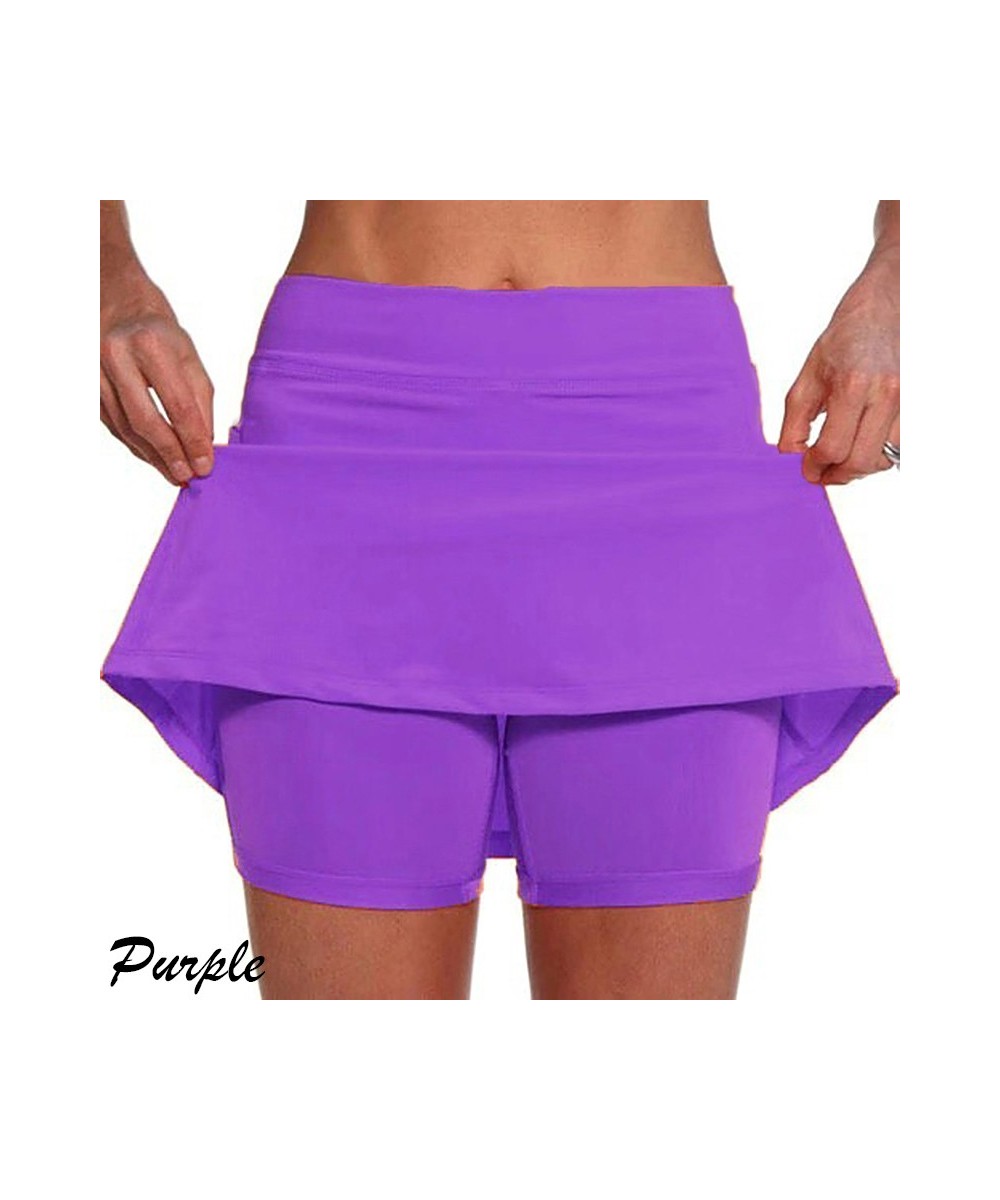 5Colors Women's Fashion Solid Color Running Skirt with Pockets Tennis Golf Sports Hot Workout Shorts Gym Skirt S-5XL $24.27 -...