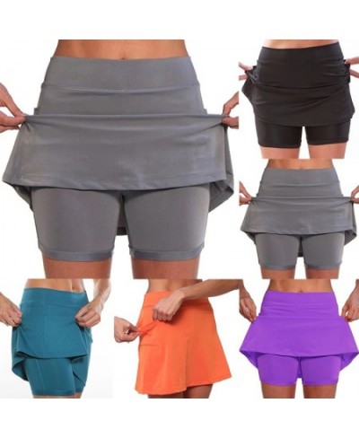 5Colors Women's Fashion Solid Color Running Skirt with Pockets Tennis Golf Sports Hot Workout Shorts Gym Skirt S-5XL $24.27 -...