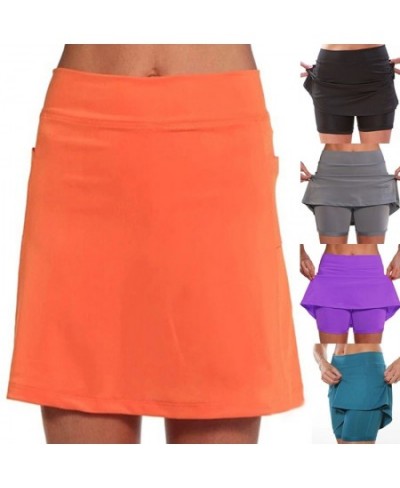 5Colors Women's Fashion Solid Color Running Skirt with Pockets Tennis Golf Sports Hot Workout Shorts Gym Skirt S-5XL $24.27 -...