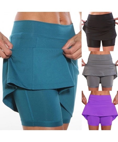 5Colors Women's Fashion Solid Color Running Skirt with Pockets Tennis Golf Sports Hot Workout Shorts Gym Skirt S-5XL $24.27 -...