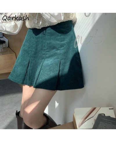 Corduroy Skirts Women Retro Casual A-line Skirt Classic Vintage All-match Chic Females High Waist Preppy Style Юбка Женская $...