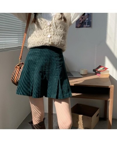 Corduroy Skirts Women Retro Casual A-line Skirt Classic Vintage All-match Chic Females High Waist Preppy Style Юбка Женская $...