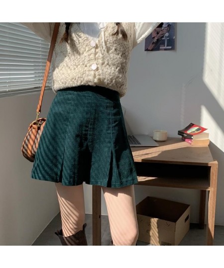 Corduroy Skirts Women Retro Casual A-line Skirt Classic Vintage All-match Chic Females High Waist Preppy Style Юбка Женская $...