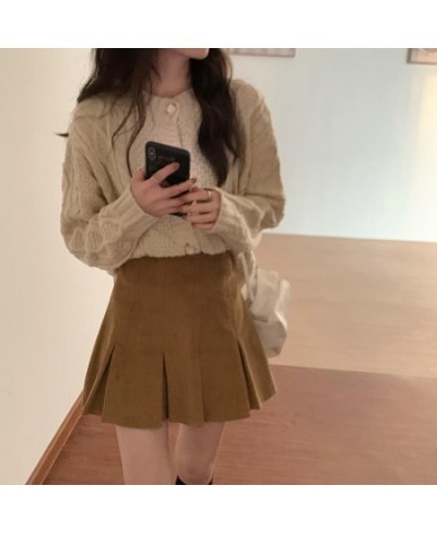 Corduroy Skirts Women Retro Casual A-line Skirt Classic Vintage All-match Chic Females High Waist Preppy Style Юбка Женская $...