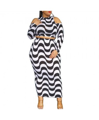 FS 2022 Plus Size Women's Clothing Sets Black White Striped Long Sleeve Hip Wrap Big Size Long Skirt Top Two-Piece Suit 4XL 5...