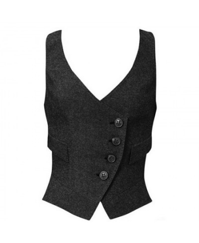 Women's Vest Brown V Neck Elegant OL Waistcoat Wedding Herringbone Tweed Retro Slim Fit Single Breasted Business Vest 2022 $6...