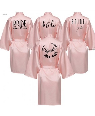 Women Silk Satin Short Night Printing Robe Kimono Robe Fashion Bath Robe Sexy Bathrobe Femme Wedding Bride Bridesmaid Robe $1...