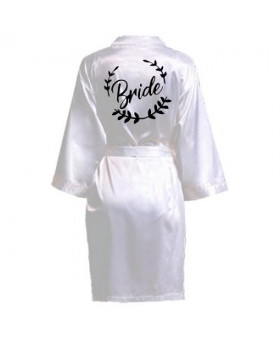 Women Silk Satin Short Night Printing Robe Kimono Robe Fashion Bath Robe Sexy Bathrobe Femme Wedding Bride Bridesmaid Robe $1...