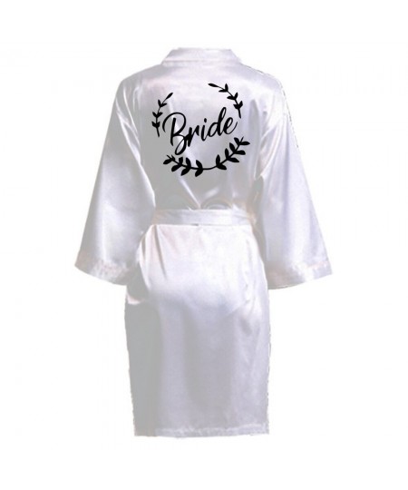 Women Silk Satin Short Night Printing Robe Kimono Robe Fashion Bath Robe Sexy Bathrobe Femme Wedding Bride Bridesmaid Robe $1...