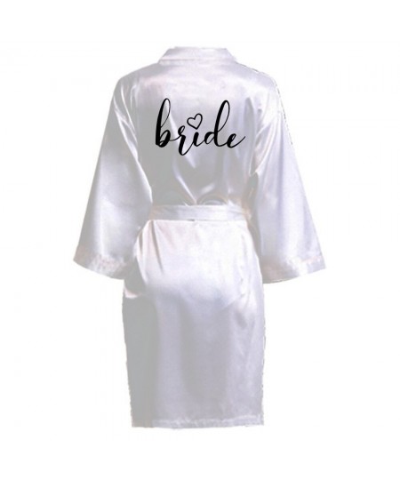 Women Silk Satin Short Night Printing Robe Kimono Robe Fashion Bath Robe Sexy Bathrobe Femme Wedding Bride Bridesmaid Robe $1...