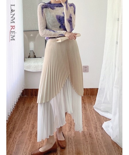 Pleated Irregular Patchwork Skirt Women's Long Style A-line Skirt High Waist 2023 Summer Fashion Female Clothing 2I213 $74.97...