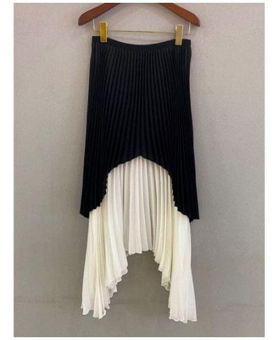 Pleated Irregular Patchwork Skirt Women's Long Style A-line Skirt High Waist 2023 Summer Fashion Female Clothing 2I213 $74.97...