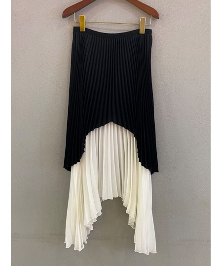 Pleated Irregular Patchwork Skirt Women's Long Style A-line Skirt High Waist 2023 Summer Fashion Female Clothing 2I213 $74.97...