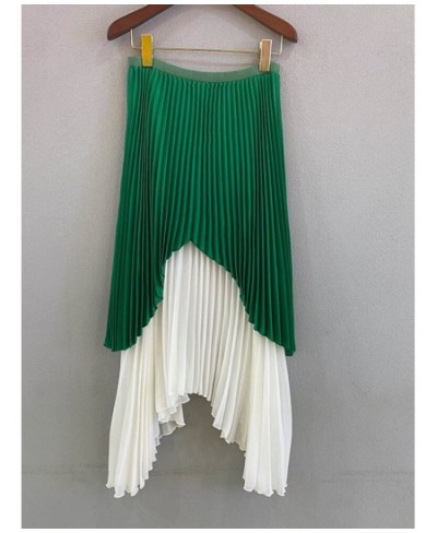 Pleated Irregular Patchwork Skirt Women's Long Style A-line Skirt High Waist 2023 Summer Fashion Female Clothing 2I213 $74.97...