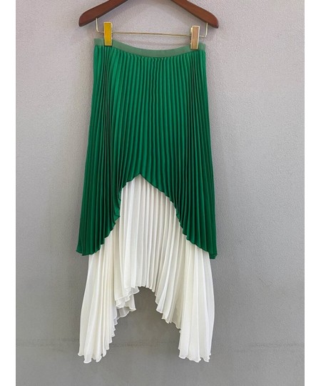 Pleated Irregular Patchwork Skirt Women's Long Style A-line Skirt High Waist 2023 Summer Fashion Female Clothing 2I213 $74.97...