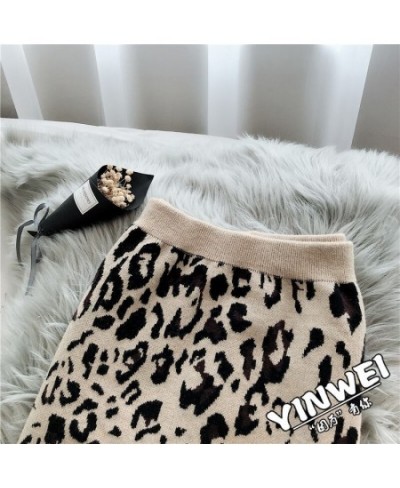 2023 early spring new long slit knitted leopard skirt women high waist knitted skirt sexy skirt $37.87 - Skirts