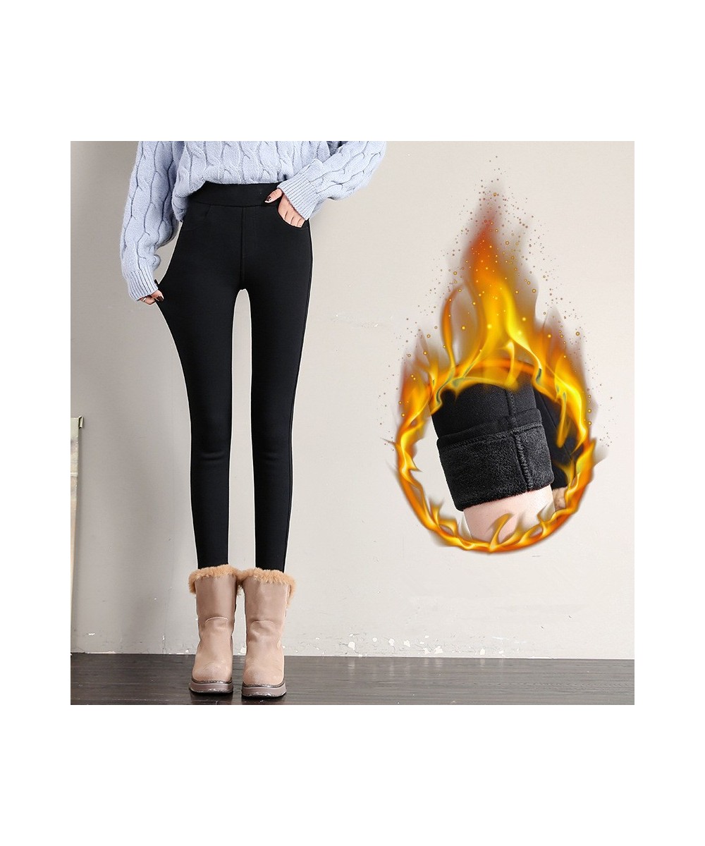 Winter Warm Leggings Women's Velvet Thick Slim Trousers Ladies Casual Solid Elastic Stretch Skinny Pencil Pant White Black $4...