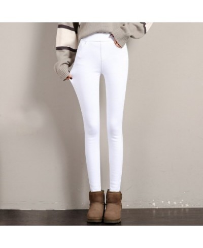 Winter Warm Leggings Women's Velvet Thick Slim Trousers Ladies Casual Solid Elastic Stretch Skinny Pencil Pant White Black $4...