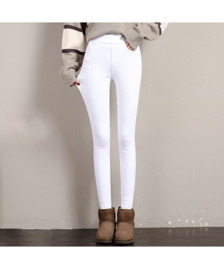 Winter Warm Leggings Women's Velvet Thick Slim Trousers Ladies Casual Solid Elastic Stretch Skinny Pencil Pant White Black $4...