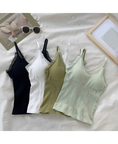 Women Chest Wrap Camisole Summer Lace Tank Top Slim Fit Vest Sleeveless Base V-neck Camisoles Adjustable Strap Chest pad Tops...