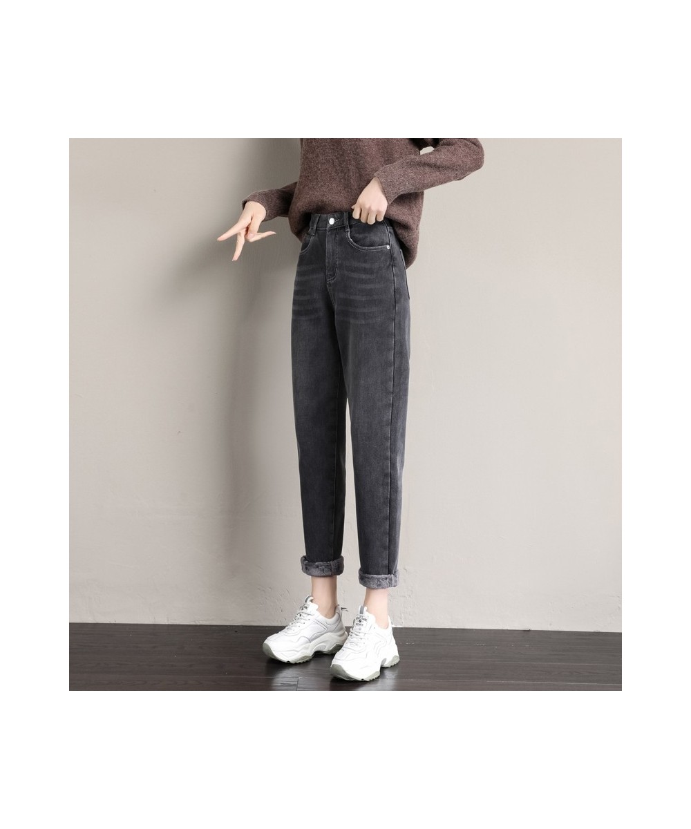 High Waist Velvet Thick Jeans Female Winter 2023 Skinny Stretch Womens Warm Jeans WomanPants Mom Blue Denim Trousers Plus Siz...