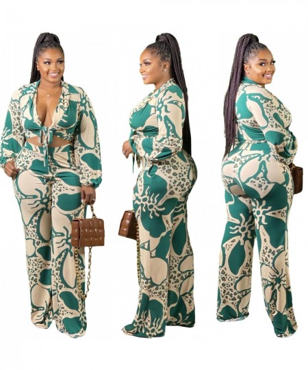 2022 Fashion Print Plus Size 2 Two Pieces Pants Set Fall Casual Women Clothes Outfit Wholesale $52.79 - Plus Size Clothes