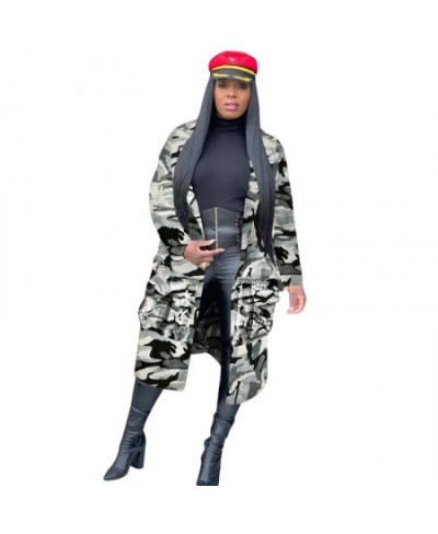 Camouflage Trench Jacket Women 2023 Plus Size Clothing Letter Print Coat Streetwear Long Style Crop Top Wholesale $48.87 - Ja...