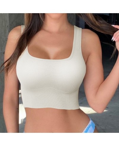 Fashion Casual Versatile Crop Tops Off Shoulder Tank Top Women Built In Bra Sleeveless Slim Fit Solid Color Sling Camisole $1...