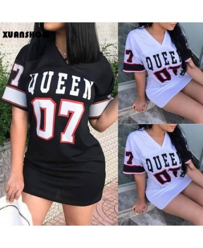 2023 Summer Dress Women New Casual Loose Cotton Linen Sexy Short Sleeve V-neck Letters Bodycon Dress Vestidos $27.72 - Dresses