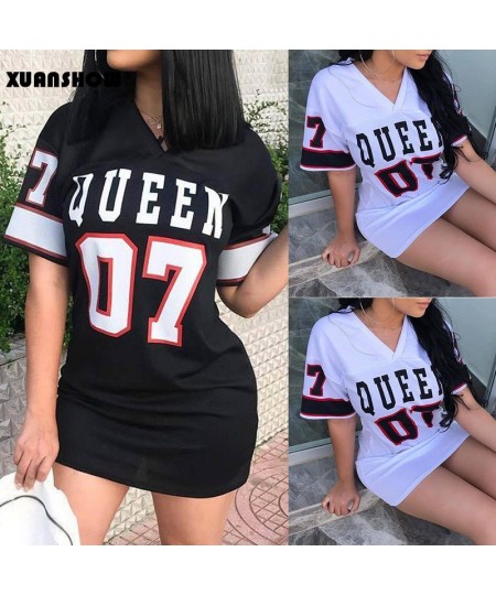 2023 Summer Dress Women New Casual Loose Cotton Linen Sexy Short Sleeve V-neck Letters Bodycon Dress Vestidos $27.72 - Dresses