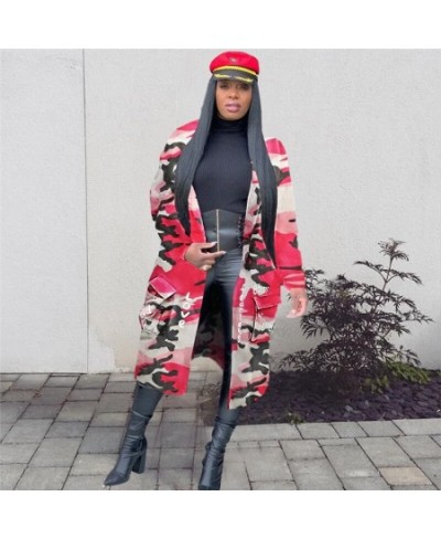 Camouflage Trench Jacket Women 2023 Plus Size Clothing Letter Print Coat Streetwear Long Style Crop Top Wholesale $48.87 - Ja...