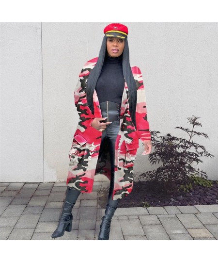 Camouflage Trench Jacket Women 2023 Plus Size Clothing Letter Print Coat Streetwear Long Style Crop Top Wholesale $48.87 - Ja...