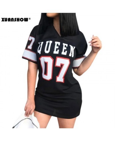 2023 Summer Dress Women New Casual Loose Cotton Linen Sexy Short Sleeve V-neck Letters Bodycon Dress Vestidos $27.72 - Dresses