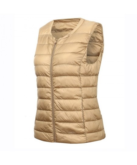 O-Neck Solid Thin Quilted Down Vest Women Korean Fashion Sleeveless Jackets 2022 Autumn Winter $40.29 - Jackets & Coats