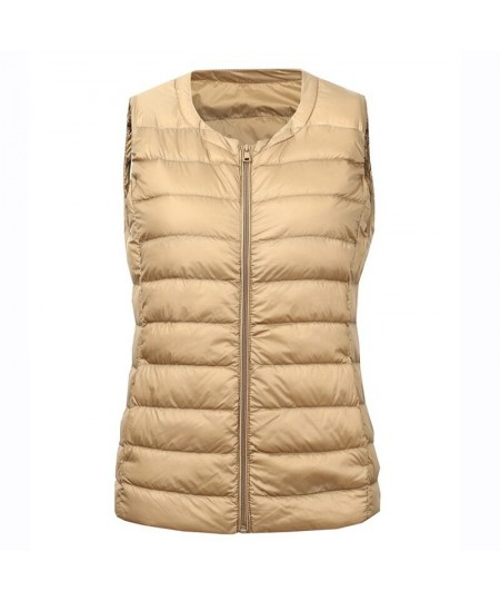 O-Neck Solid Thin Quilted Down Vest Women Korean Fashion Sleeveless Jackets 2022 Autumn Winter $40.29 - Jackets & Coats