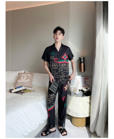 [Women's pajamas] New Couple Pajamas Men and Women's Spring/Summer Simulated Silk Thin Sweet Home Fur Set $42.93 - Sleepwears