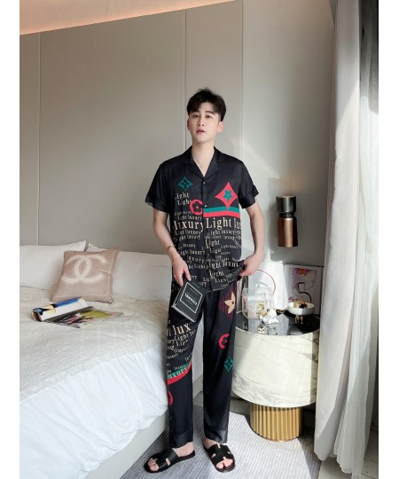 [Women's pajamas] New Couple Pajamas Men and Women's Spring/Summer Simulated Silk Thin Sweet Home Fur Set $42.93 - Sleepwears