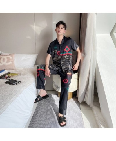 [Women's pajamas] New Couple Pajamas Men and Women's Spring/Summer Simulated Silk Thin Sweet Home Fur Set $42.93 - Sleepwears