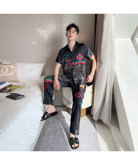 [Women's pajamas] New Couple Pajamas Men and Women's Spring/Summer Simulated Silk Thin Sweet Home Fur Set $42.93 - Sleepwears