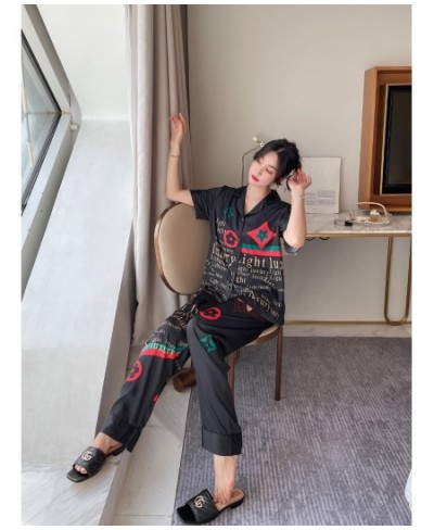 [Women's pajamas] New Couple Pajamas Men and Women's Spring/Summer Simulated Silk Thin Sweet Home Fur Set $42.93 - Sleepwears