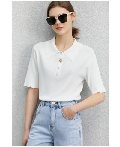 Summer Tshirts For Women Fashion Loose Casual knit T Shirt Short Sleeve Solid Tops Female Clothing 12240629 $95.04 - Women Tops