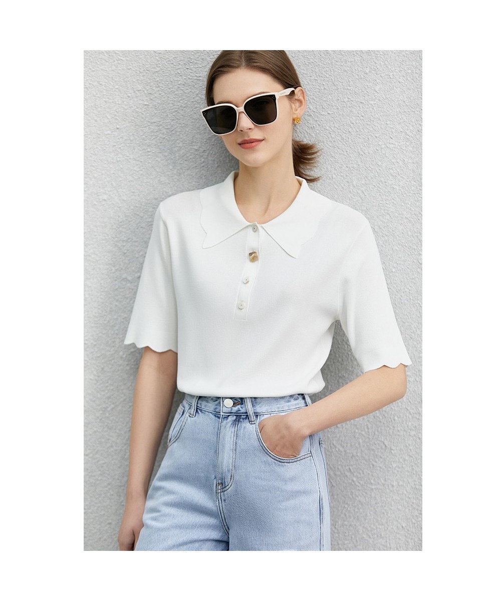 Summer Tshirts For Women Fashion Loose Casual knit T Shirt Short Sleeve Solid Tops Female Clothing 12240629 $95.04 - Women Tops